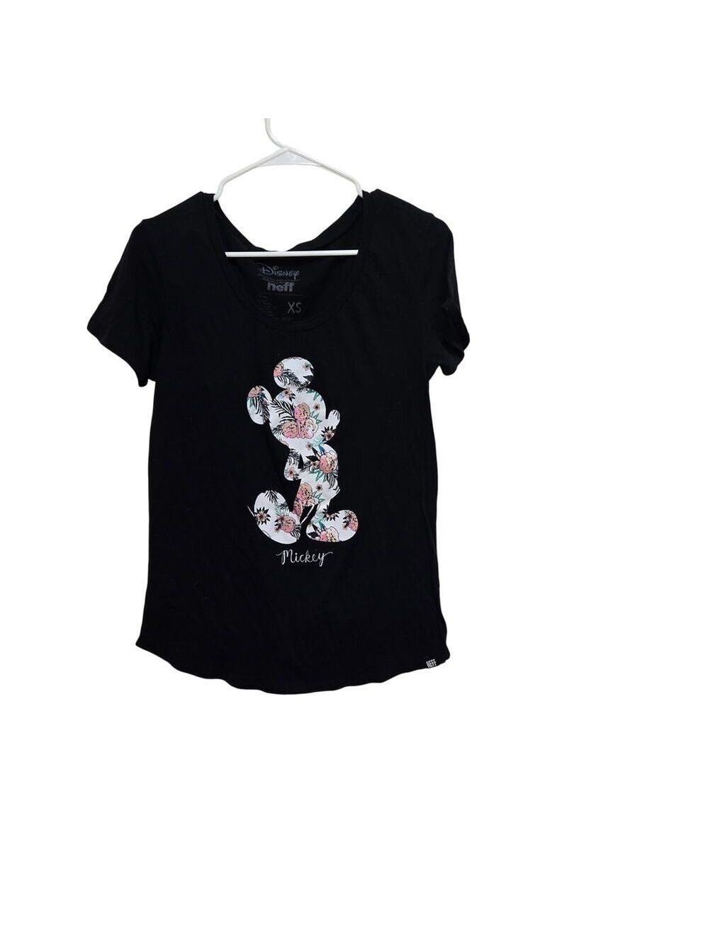 Disney Neff Floral Mickey Mouse Graphic Tee XS Black